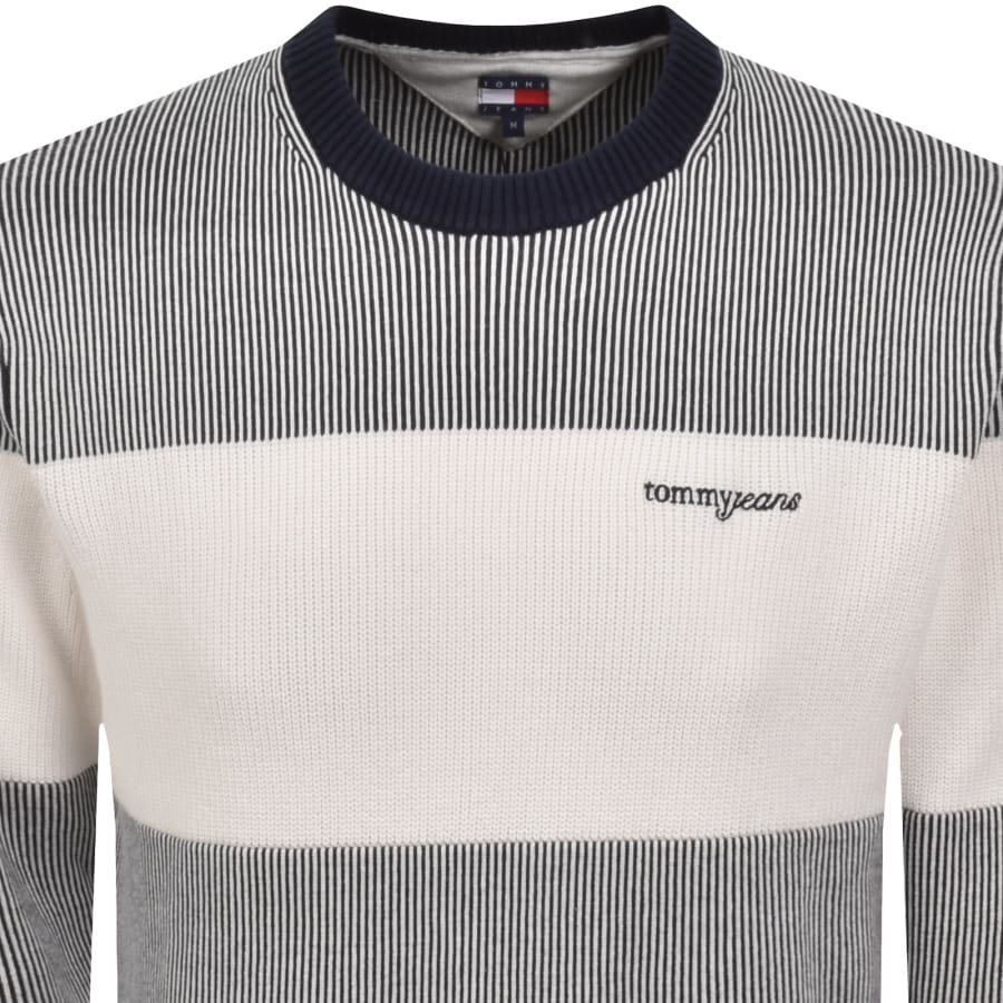 Image number 2 for Tommy Jeans Knit Stripe Jumper Navy