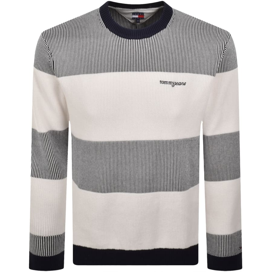 Image number 1 for Tommy Jeans Knit Stripe Jumper Navy