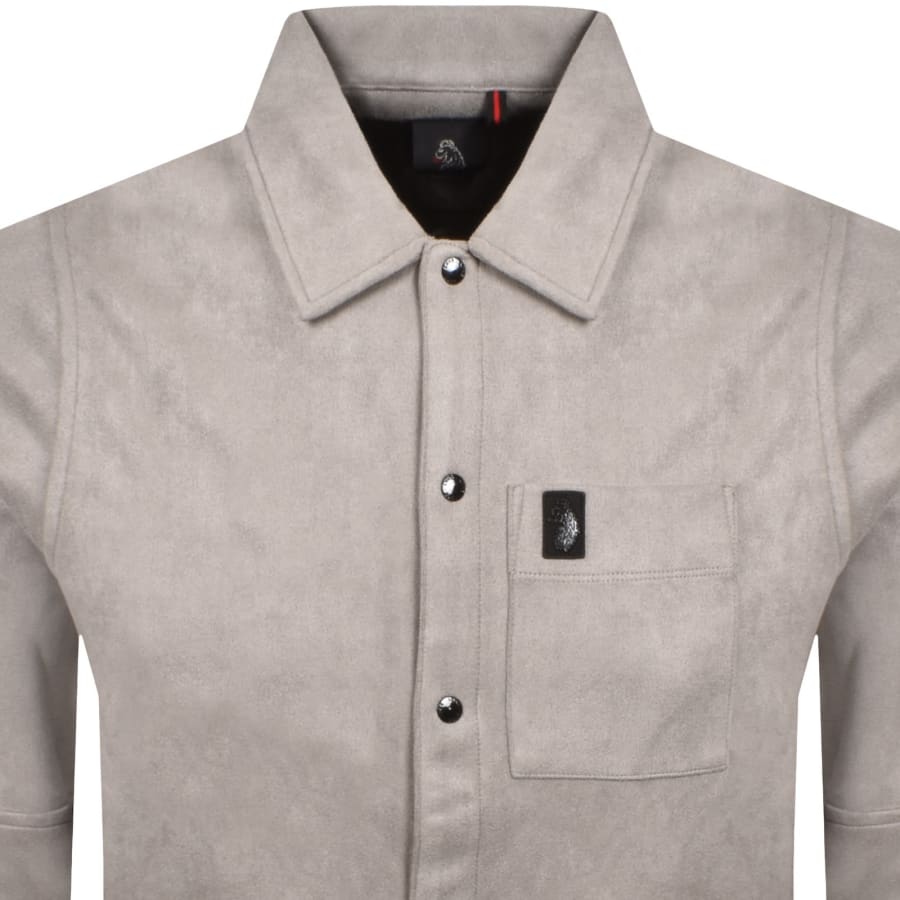 Image number 2 for Luke 1977 Dylan Faux Suede Shirt Grey