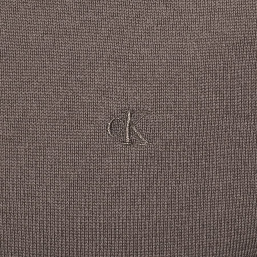 Image number 3 for Calvin Klein Merino Wool Crew Neck Jumper Brown