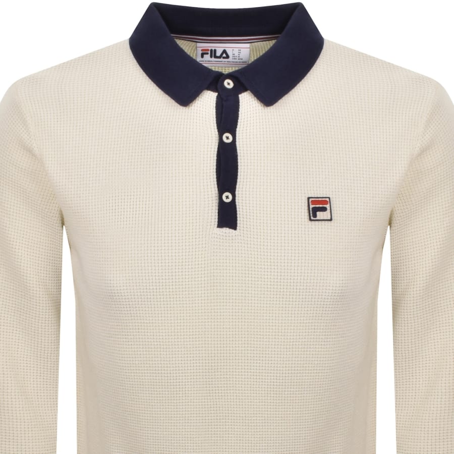 Image number 2 for Fila Nowell Waffle Knit Polo Jumper Off White