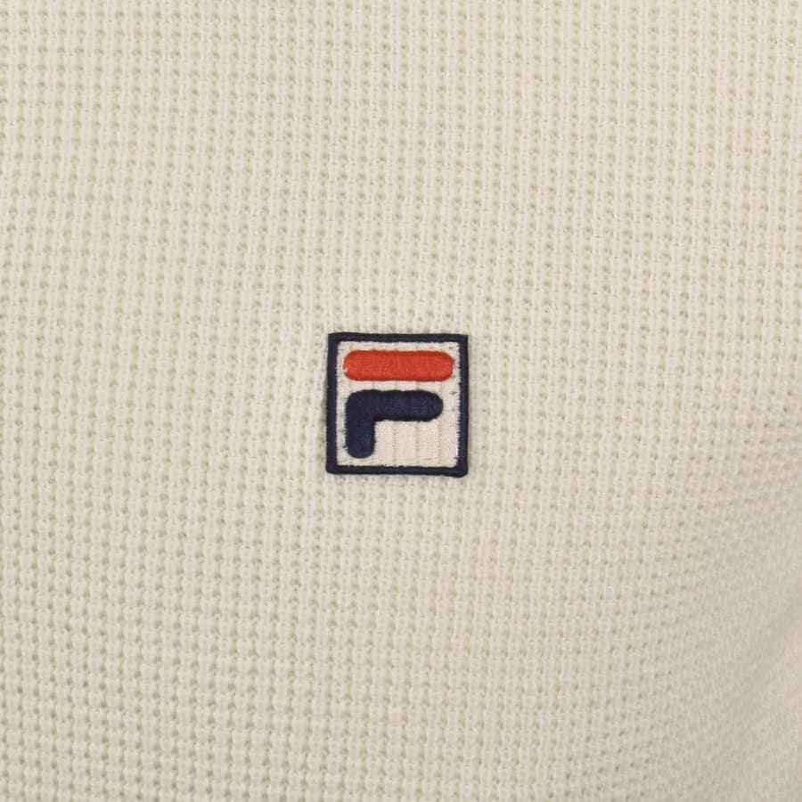 Image number 3 for Fila Nowell Waffle Knit Polo Jumper Off White