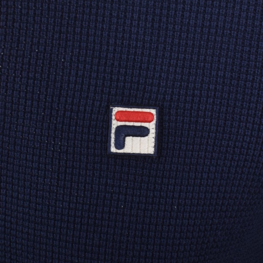 Image number 3 for Fila Nowell Waffle Knit Polo Jumper Navy