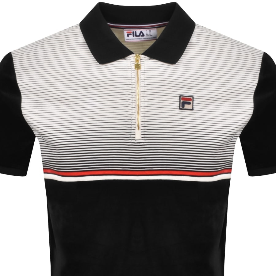 Image number 2 for Fila Paco Velour Polo T Shirt Black
