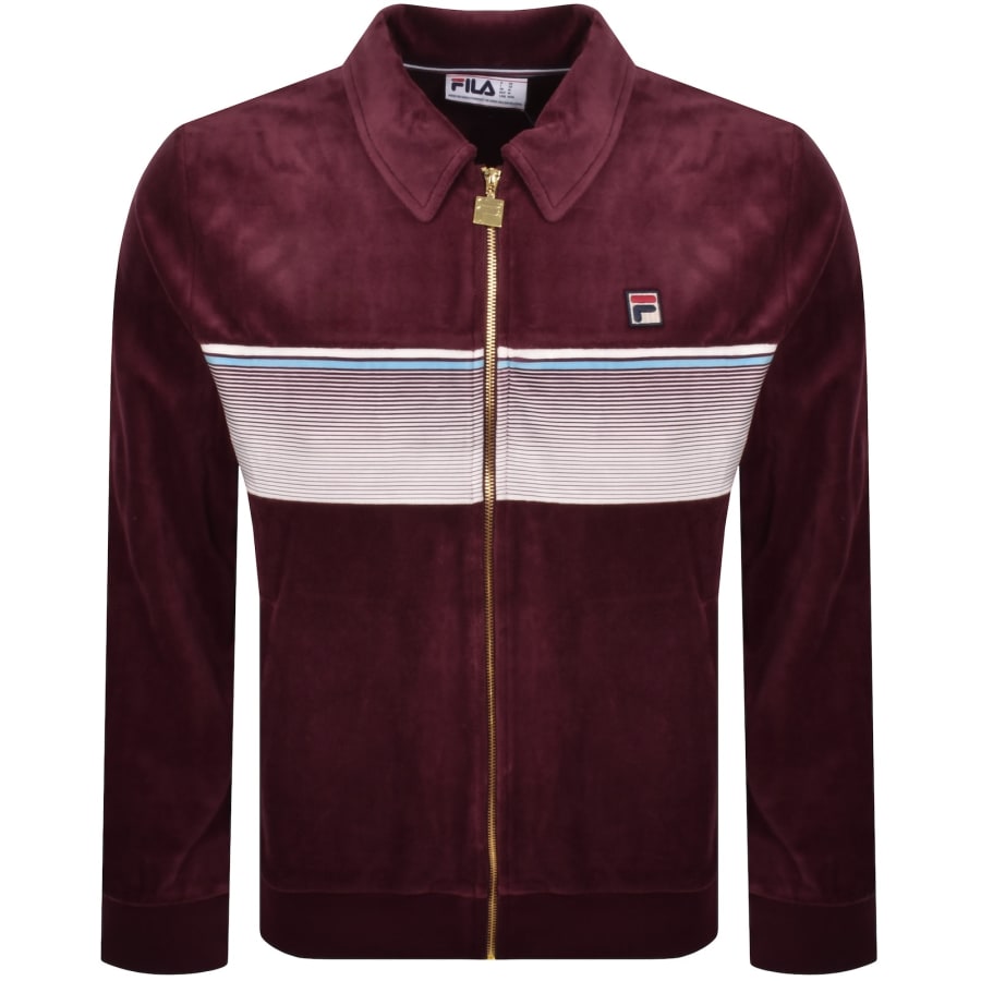 Image number 1 for Fila Malakai Velour Track Top Burgundy