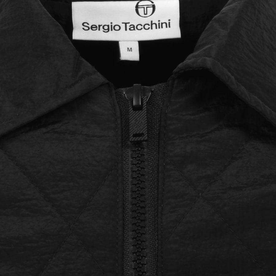 Image number 4 for Sergio Tacchini Quilted Overshirt Black