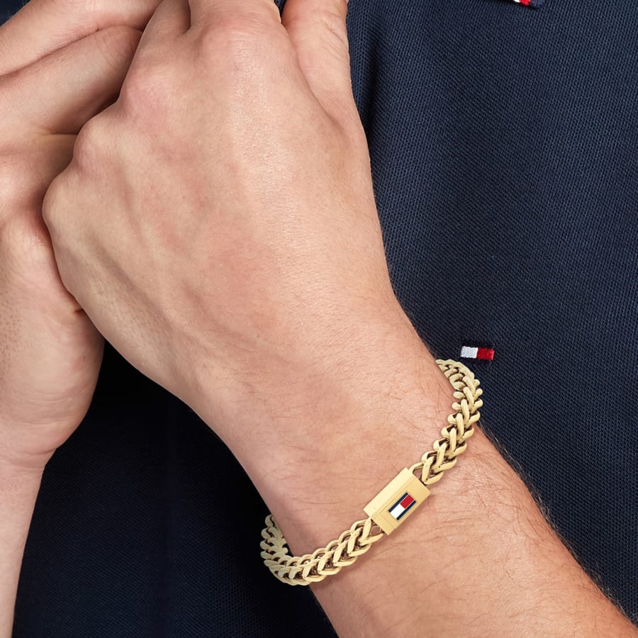Image number 3 for Tommy Hilfiger Braided Chain Bracelet Gold
