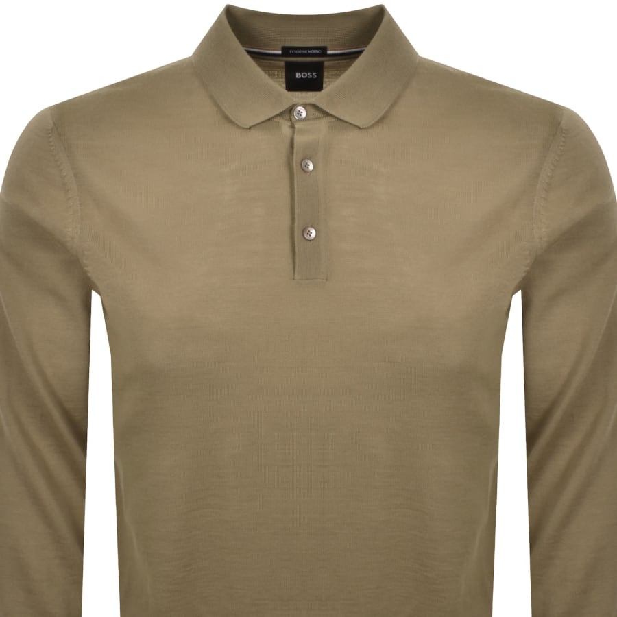 Image number 2 for BOSS Lancione Merino Wool Knit Polo Beige