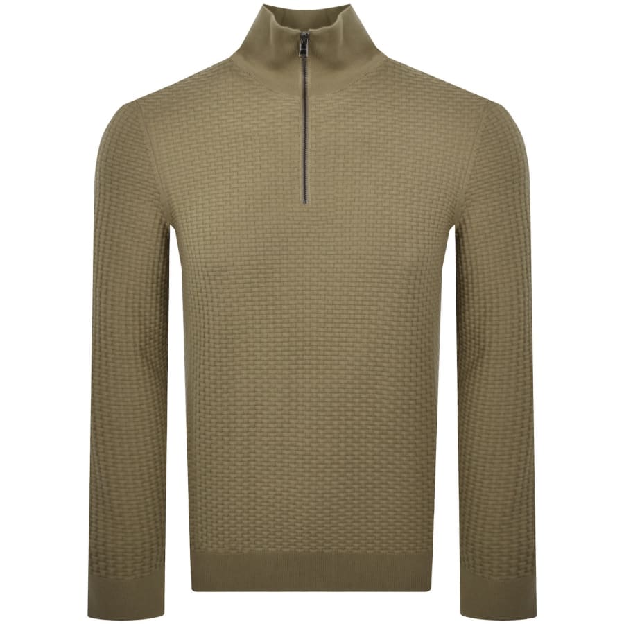 Image number 1 for BOSS Ulicio Half Knit Jumper Dark Beige