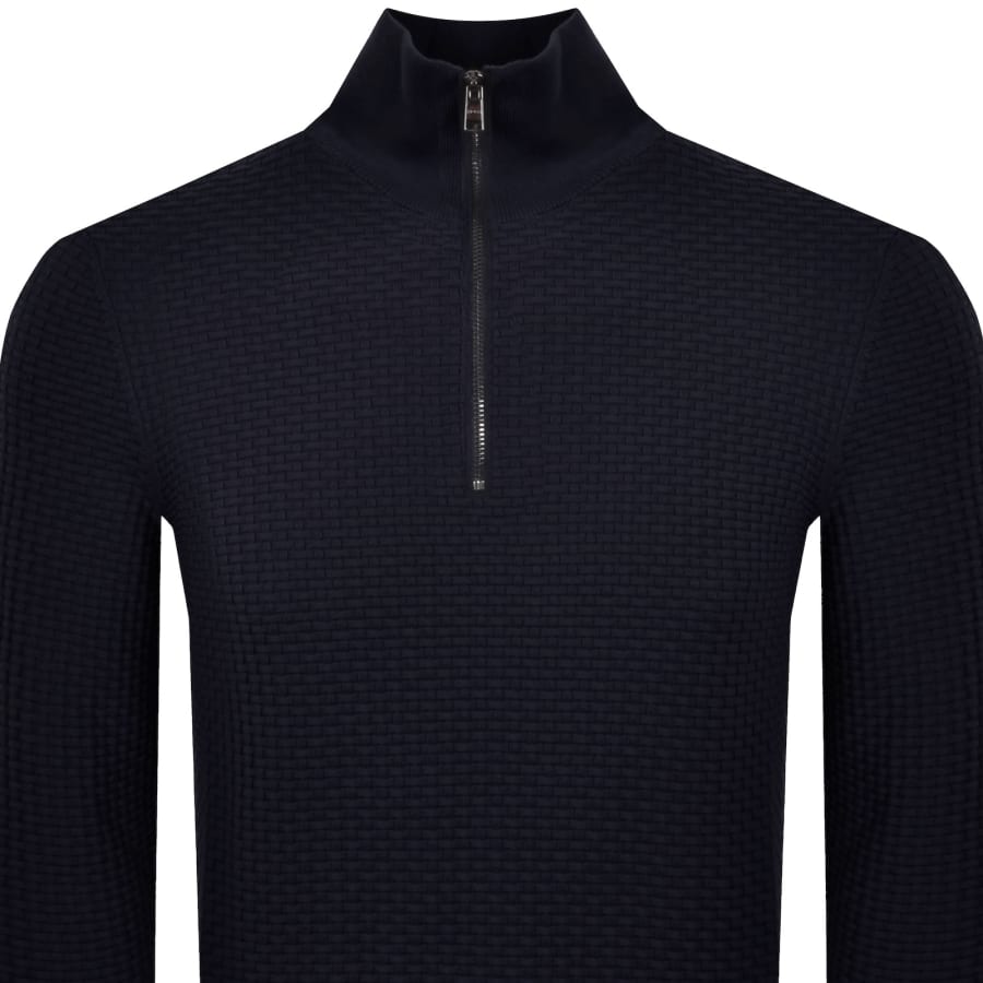 Image number 2 for BOSS Ulicio Half Knit Jumper Dark Blue