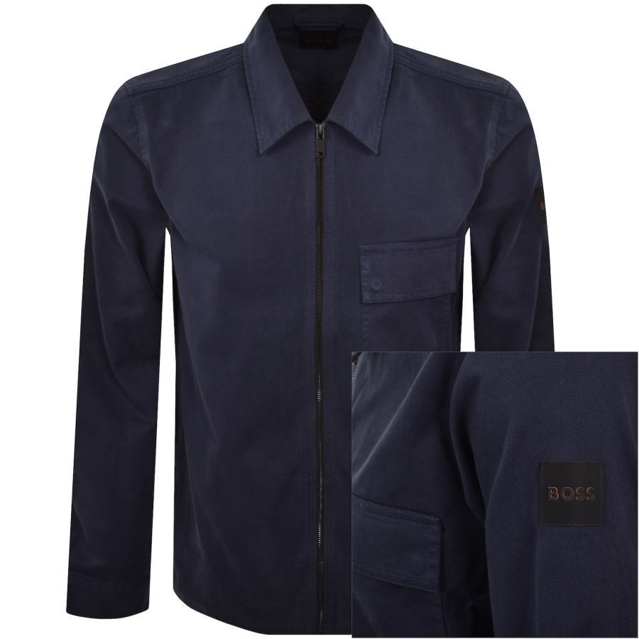 Image number 1 for BOSS Lorum Full Zip Overshirt Navy