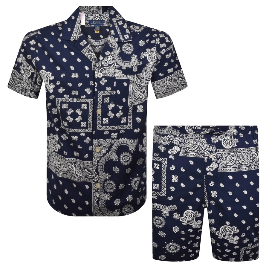 Image number 1 for Ralph Lauren Lounge Set Bandana Print Navy
