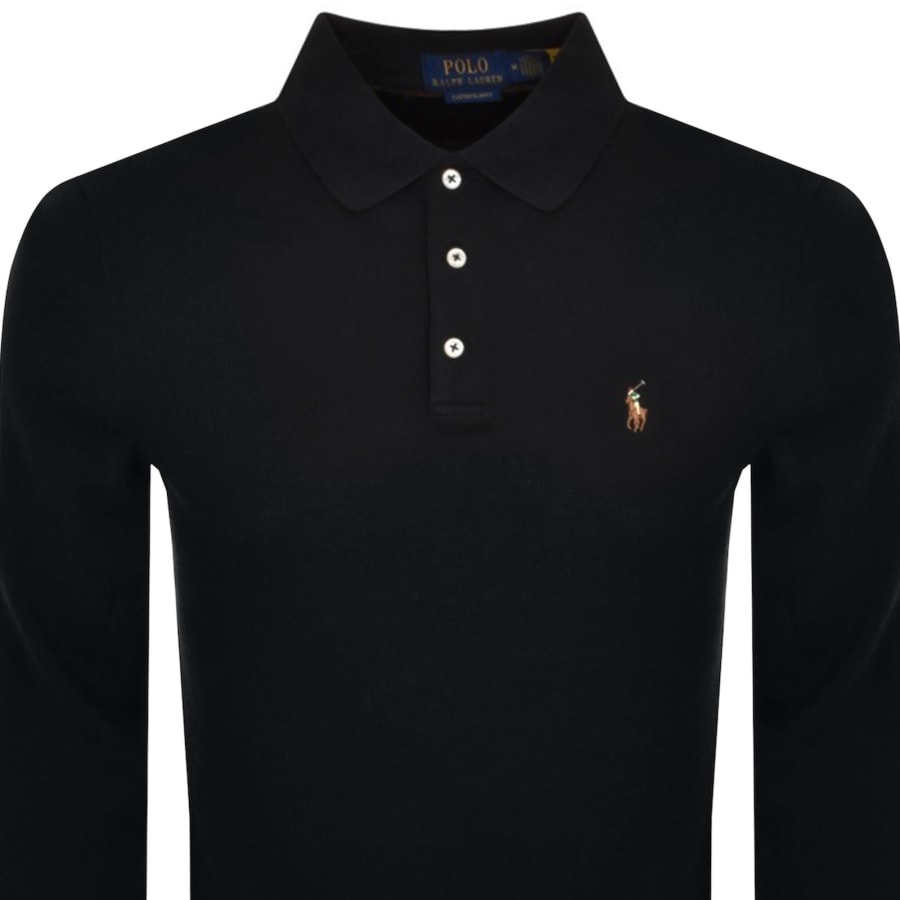 Image number 2 for Ralph Lauren Long Sleeved Polo T Shirt Black
