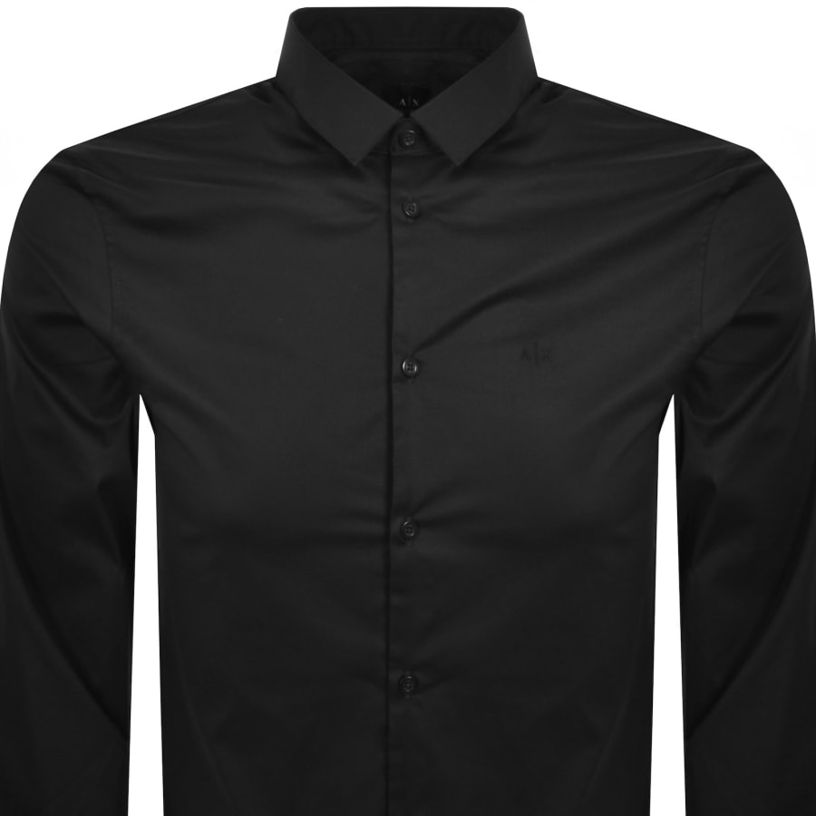Image number 2 for Armani Exchange Long Sleeved Slim Shirt Black
