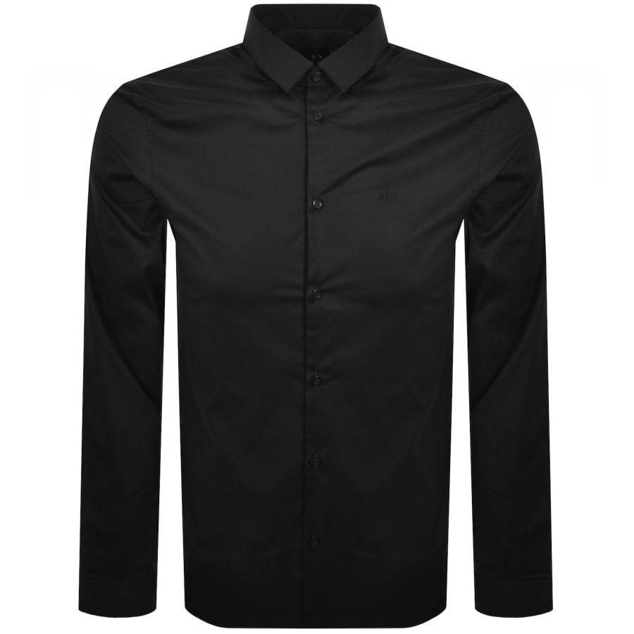Image number 1 for Armani Exchange Long Sleeved Slim Shirt Black