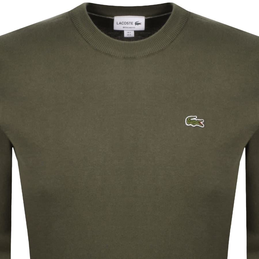 Image number 2 for Lacoste Crew Neck Knit Jumper Khaki