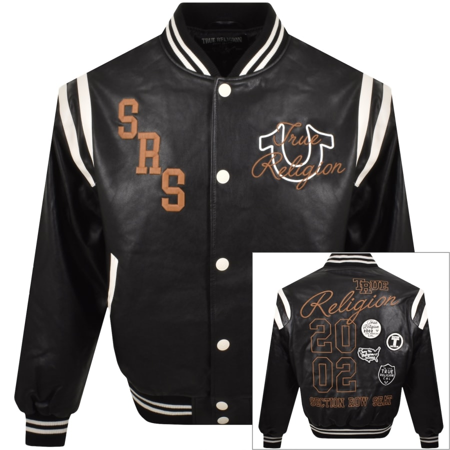 Image number 1 for True Religion Retro Varsity Jacket Jet Black