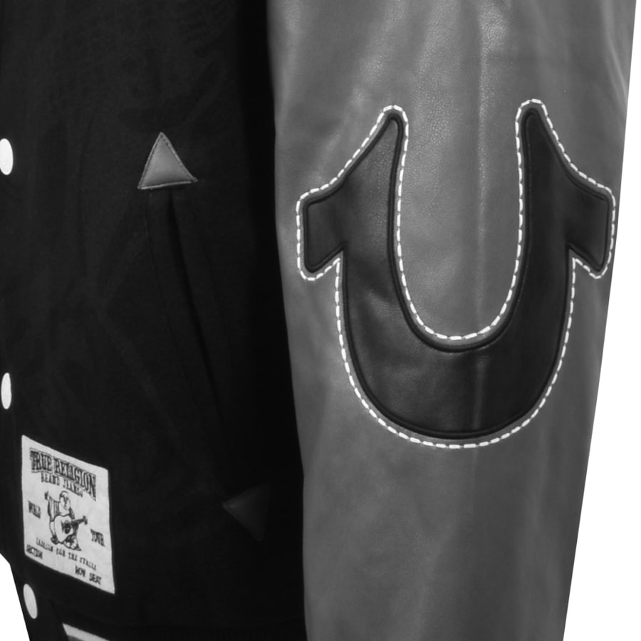Image number 5 for True Religion Boxy Varsity Jacket Jet Black