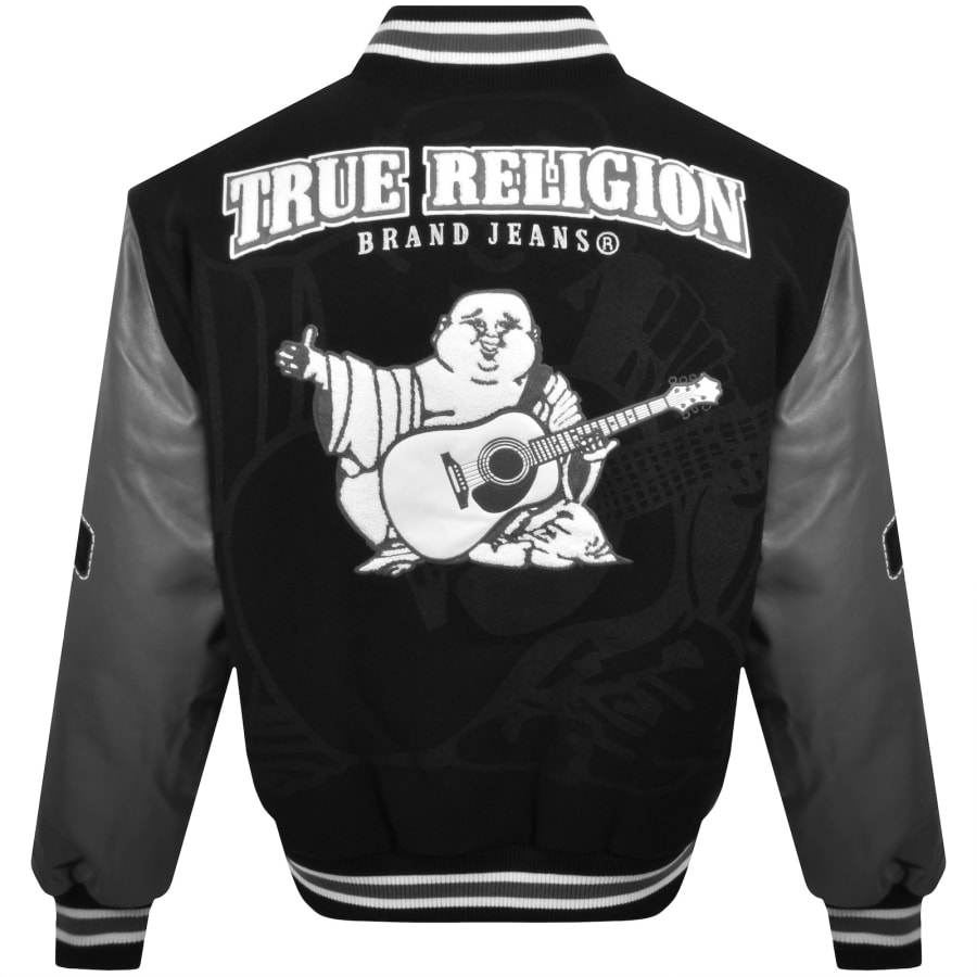 Image number 6 for True Religion Boxy Varsity Jacket Jet Black