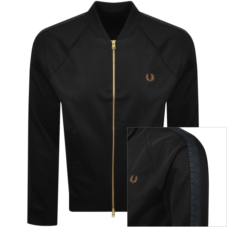 Image number 1 for Fred Perry Tartan Taped Track Top Black
