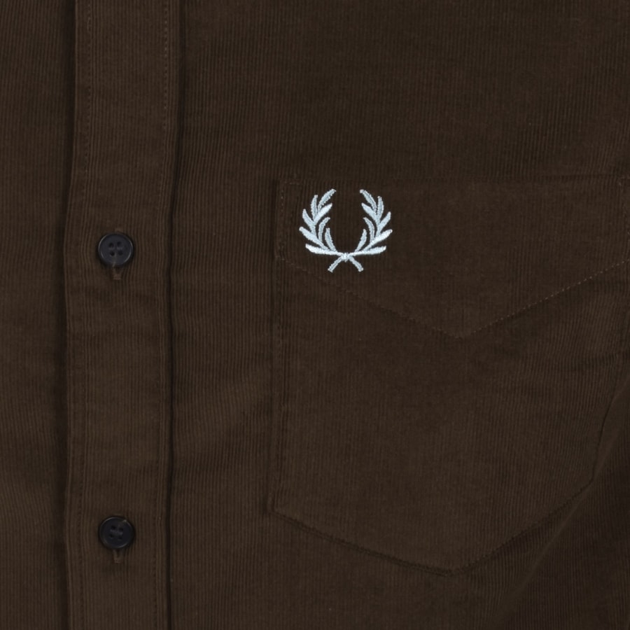 Image number 3 for Fred Perry Needle Corduroy Shirt Brown