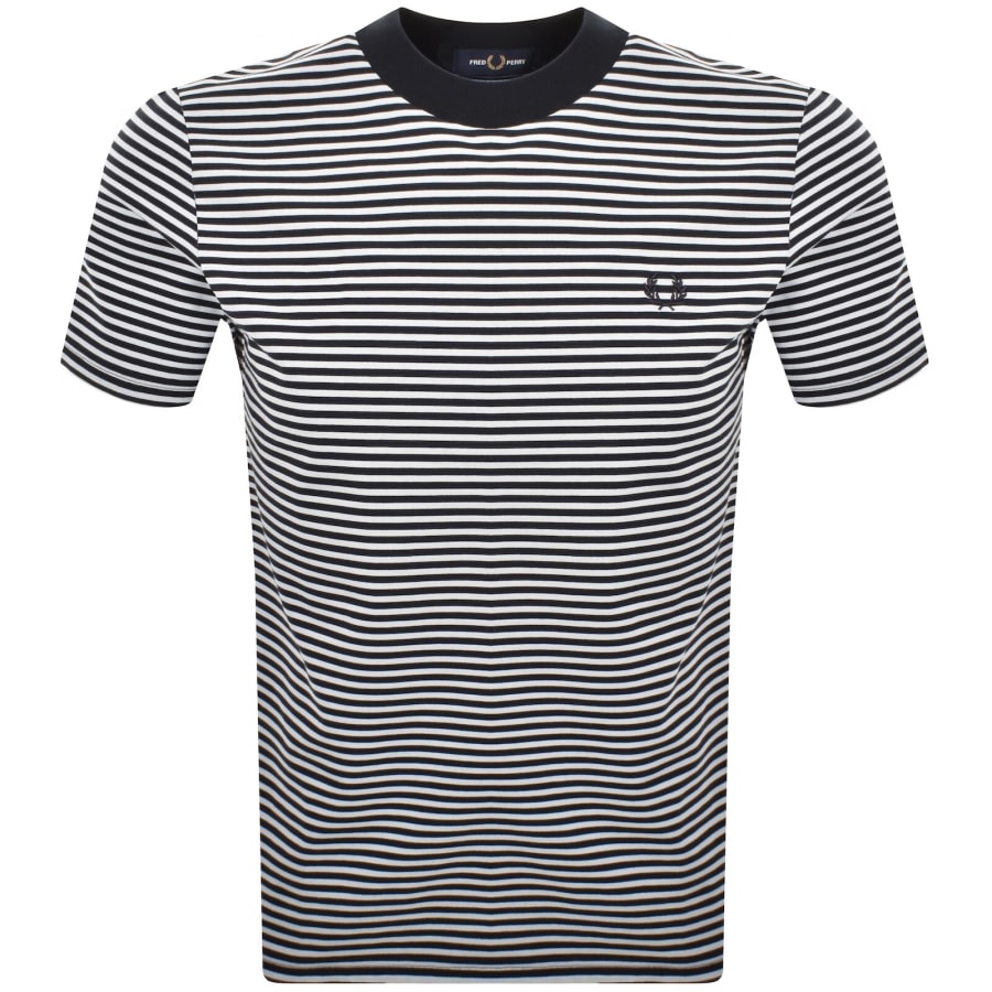 Image number 1 for Fred Perry Fine Stripe T Shirt Navy