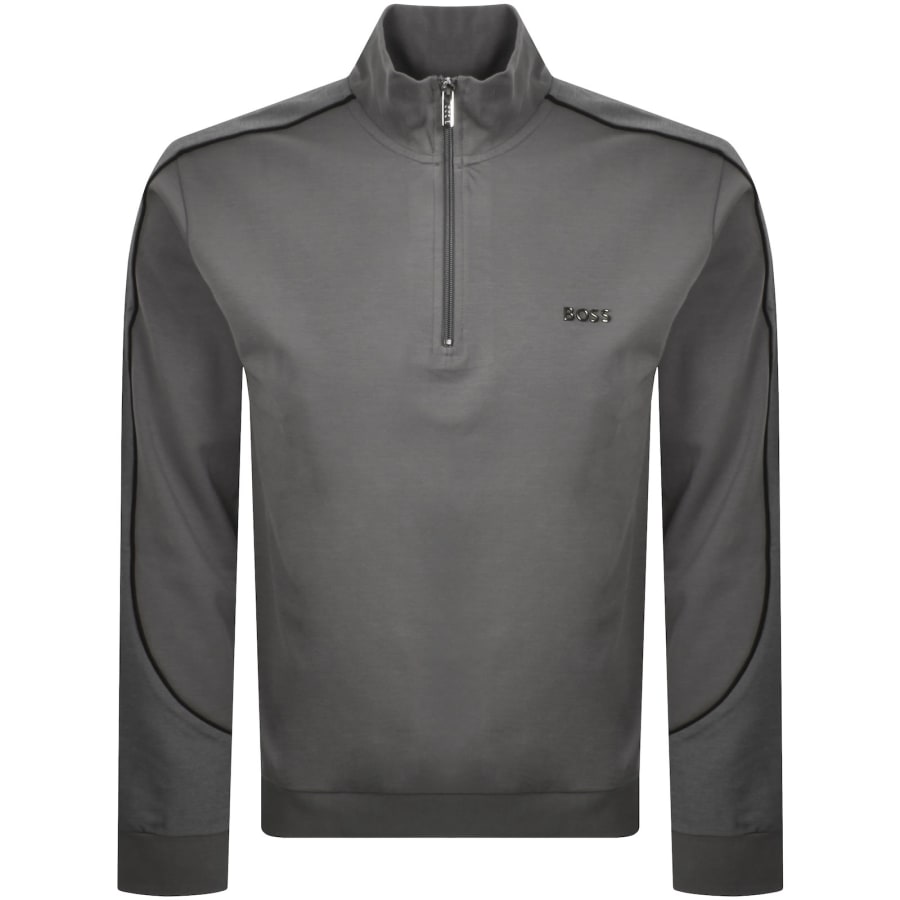 Image number 1 for BOSS Lounge Quarter Zip Sweatshirt Grey