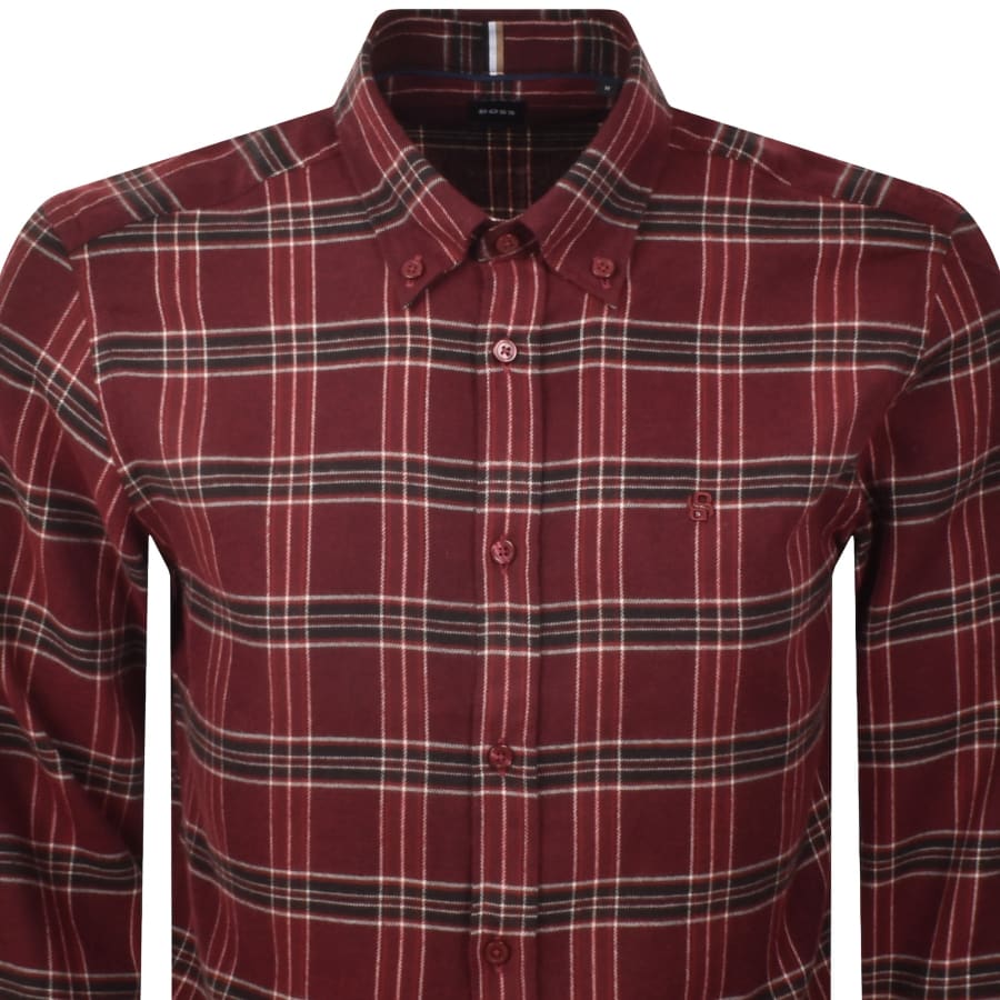 Image number 2 for BOSS Liam Check Shirt Dark Red