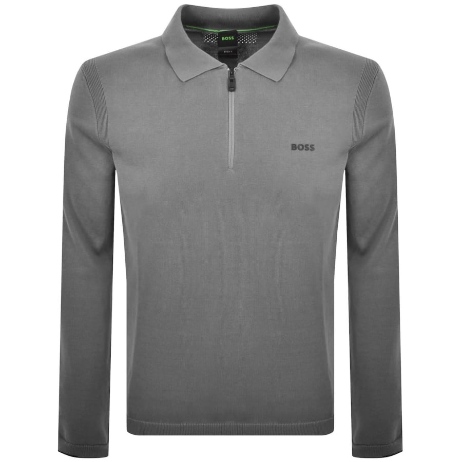 Image number 1 for BOSS Ever X Knit Polo Jumper Grey