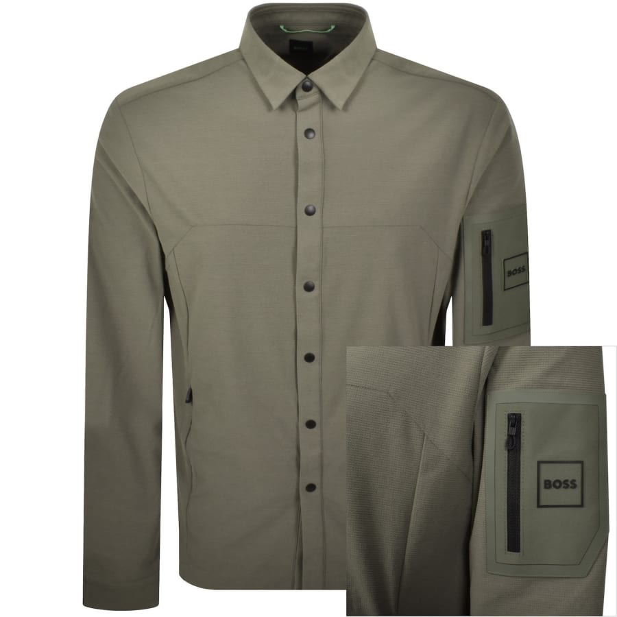 Image number 1 for BOSS Tour Waffle Overshirt Green