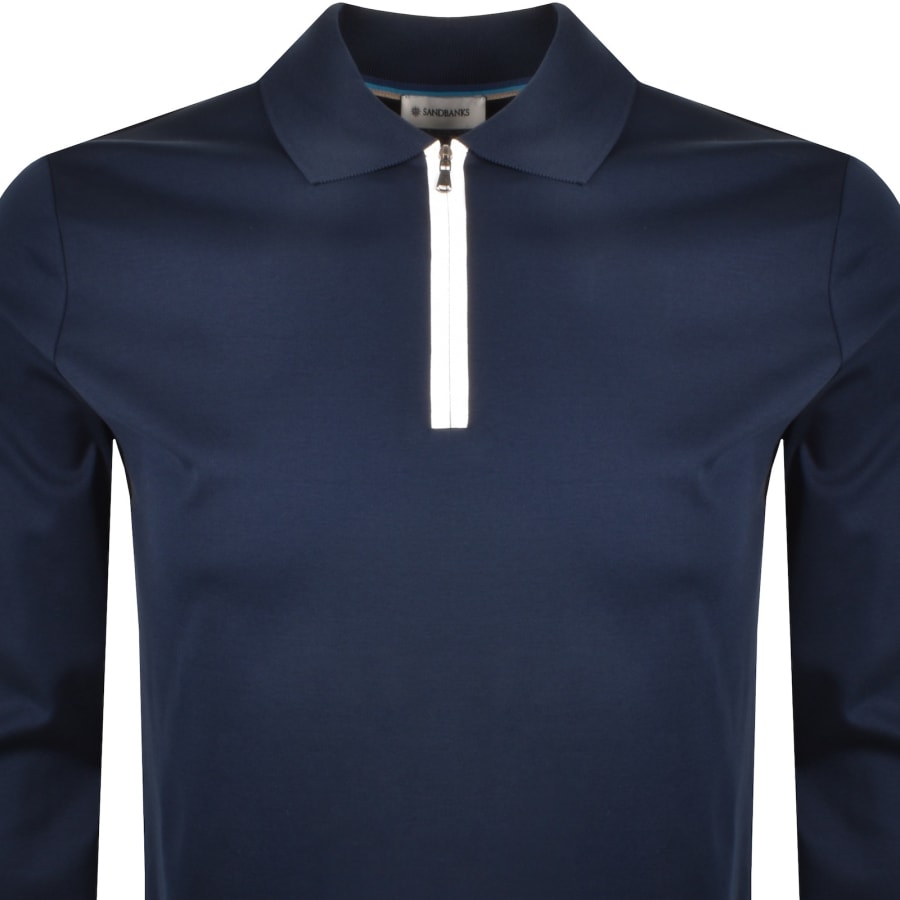 Image number 3 for Sandbanks Silicone Zip Polo Shirt Navy