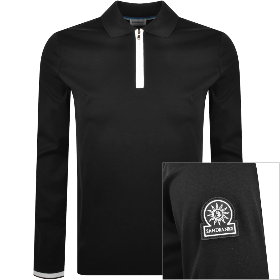 Image number 1 for Sandbanks Silicone Zip Polo Shirt Black