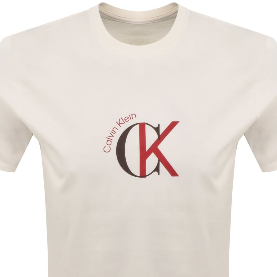 Image number 2 for Calvin Klein Jeans Graphic T Shirt White Greige