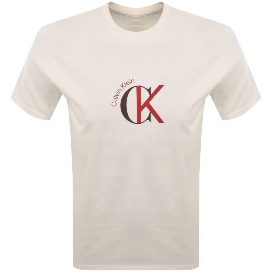 Image number 1 for Calvin Klein Jeans Graphic T Shirt White Greige