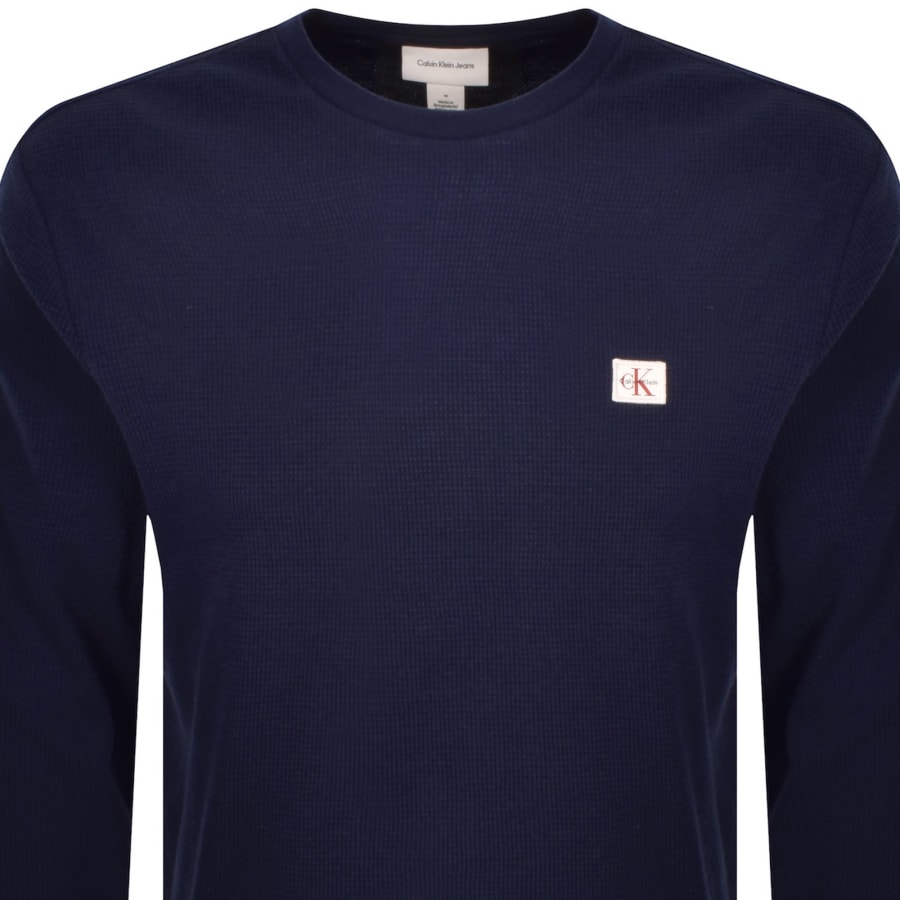Image number 2 for Calvin Klein Jeans Waffle T Shirt Blue