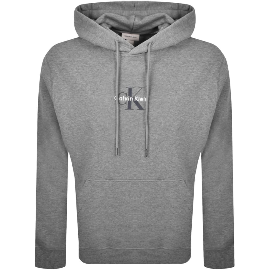 Image number 1 for Calvin Klein Jeans Logo Hoodie Grey