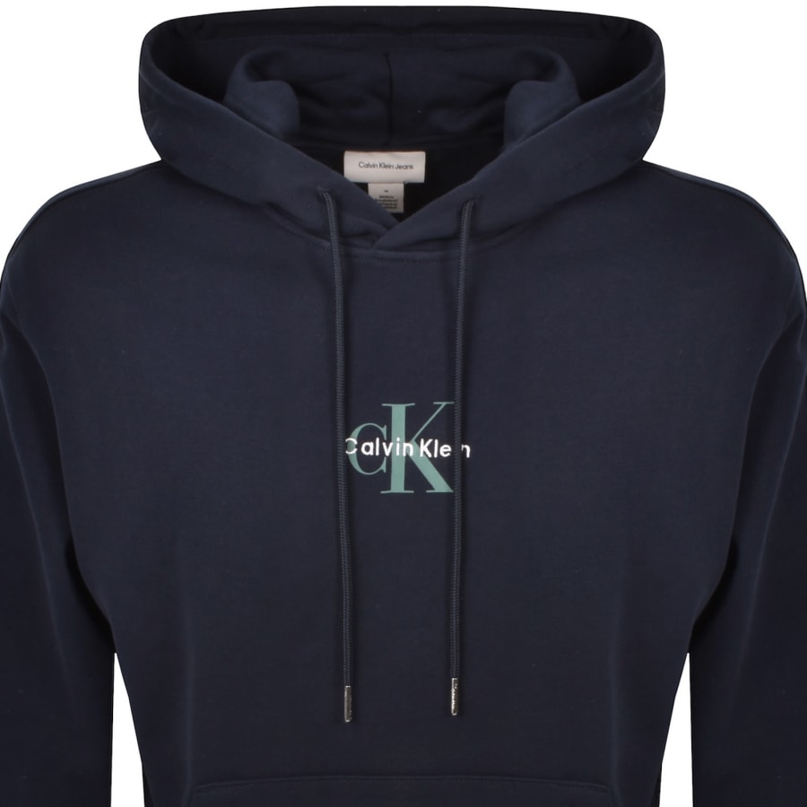 Image number 2 for Calvin Klein Jeans Logo Hoodie Navy