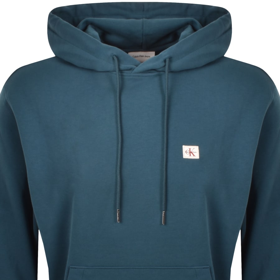 Image number 2 for Calvin Klein Jeans Badge Hoodie Navy Teal