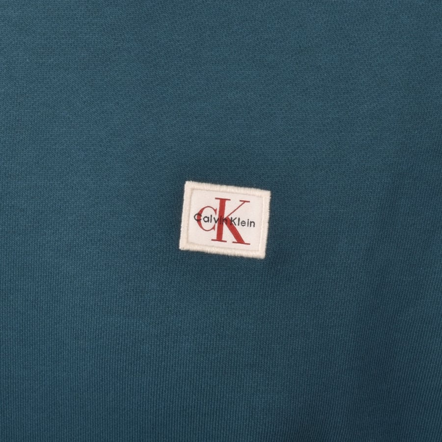 Image number 3 for Calvin Klein Jeans Badge Hoodie Navy Teal