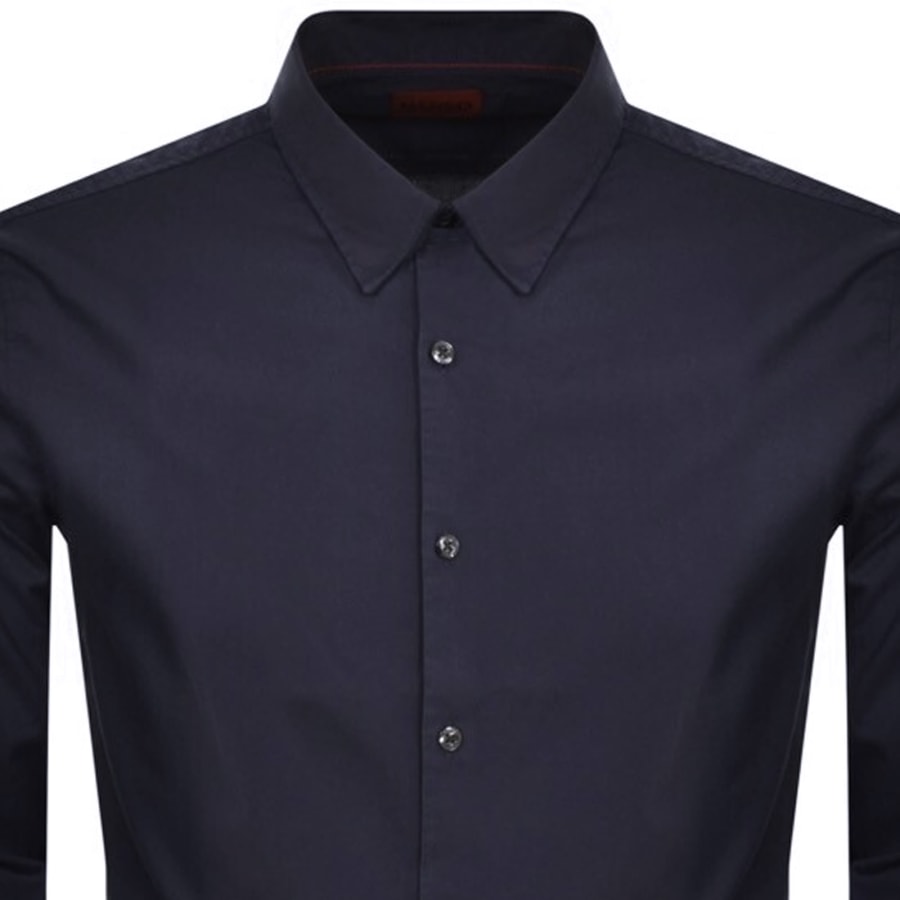 Image number 2 for HUGO Long Sleeved Ermo Shirt Navy