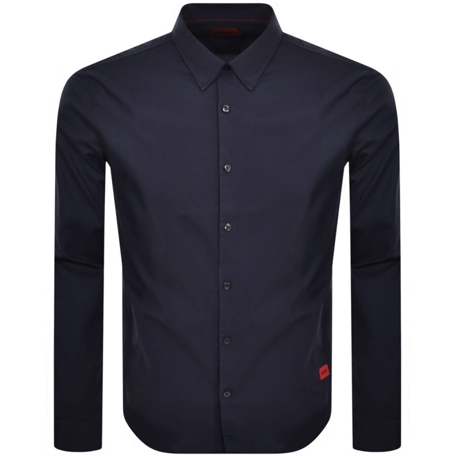 Image number 1 for HUGO Long Sleeved Ermo Shirt Navy