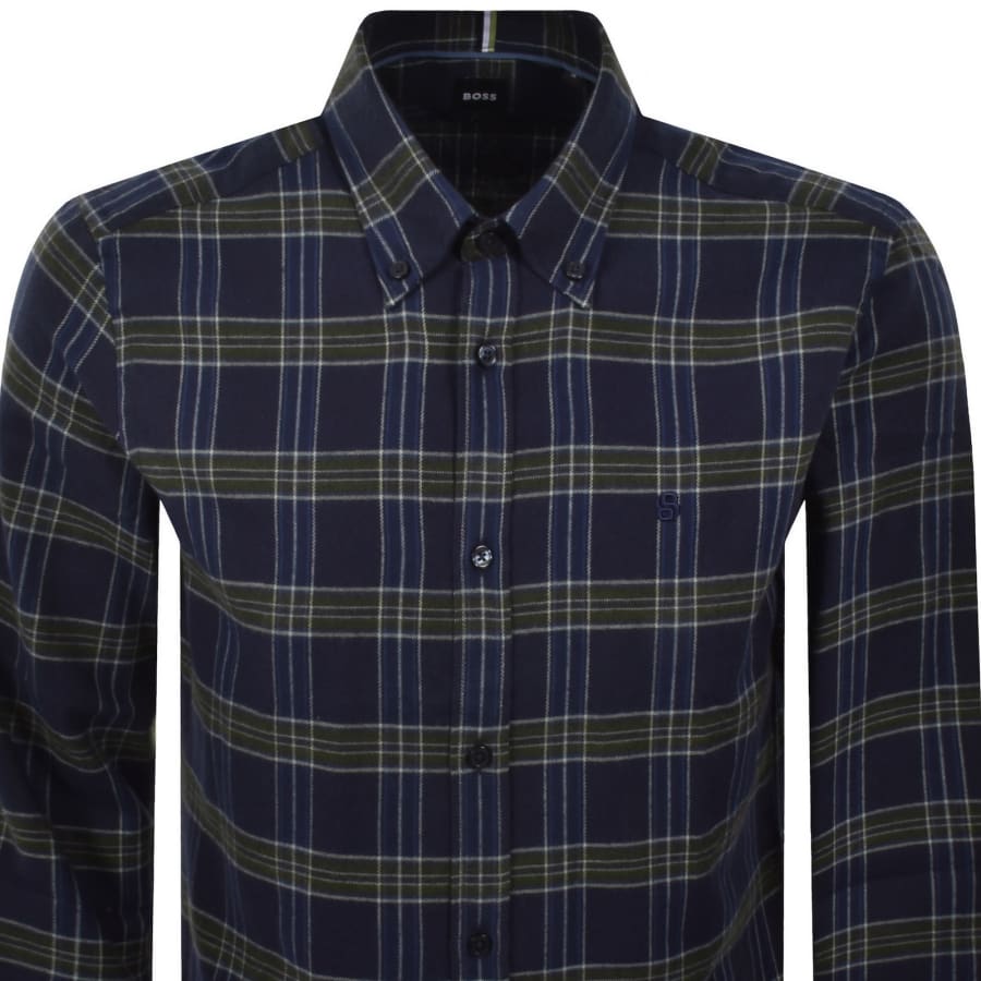 Image number 2 for BOSS Liam Check Shirt Navy Blue