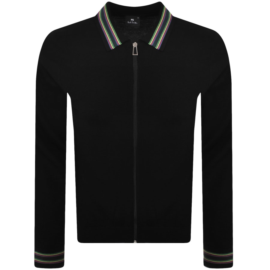 Image number 1 for Paul Smith Full Zip Knit Cardigan Black