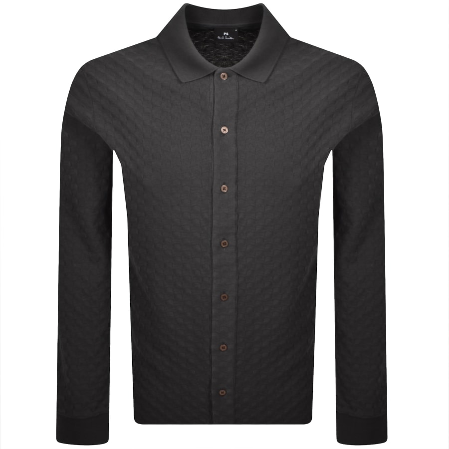 Image number 1 for Paul Smith Long Sleeved Polo Shirt Grey