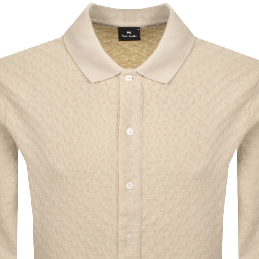 Image number 2 for Paul Smith Long Sleeved Polo Shirt Beige