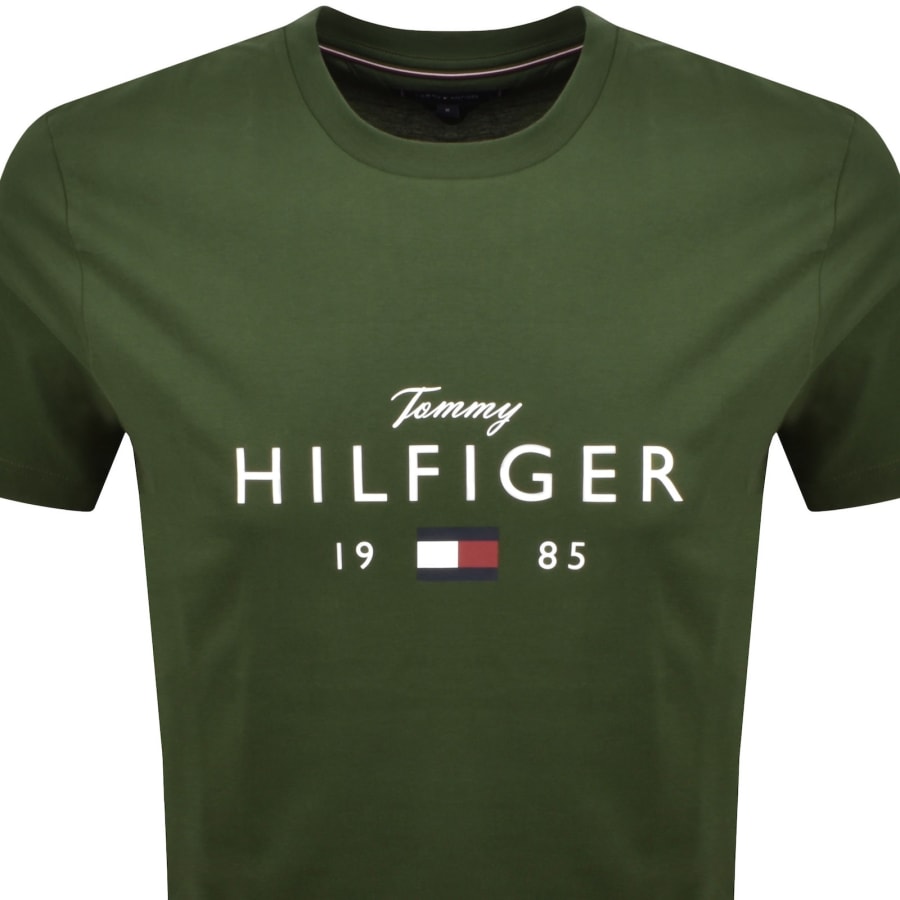Image number 2 for Tommy Hilfiger Logo Brand Love T Shirt Green