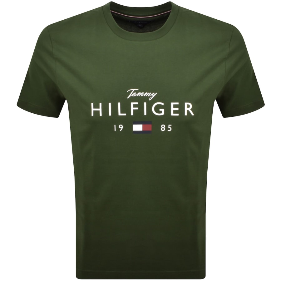 Image number 1 for Tommy Hilfiger Logo Brand Love T Shirt Green