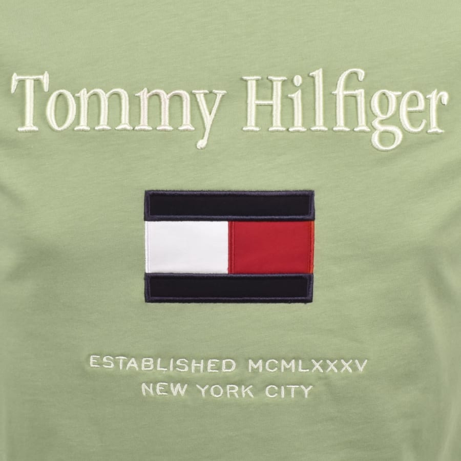 Image number 3 for Tommy Hilfiger Embro Flag T Shirt Green