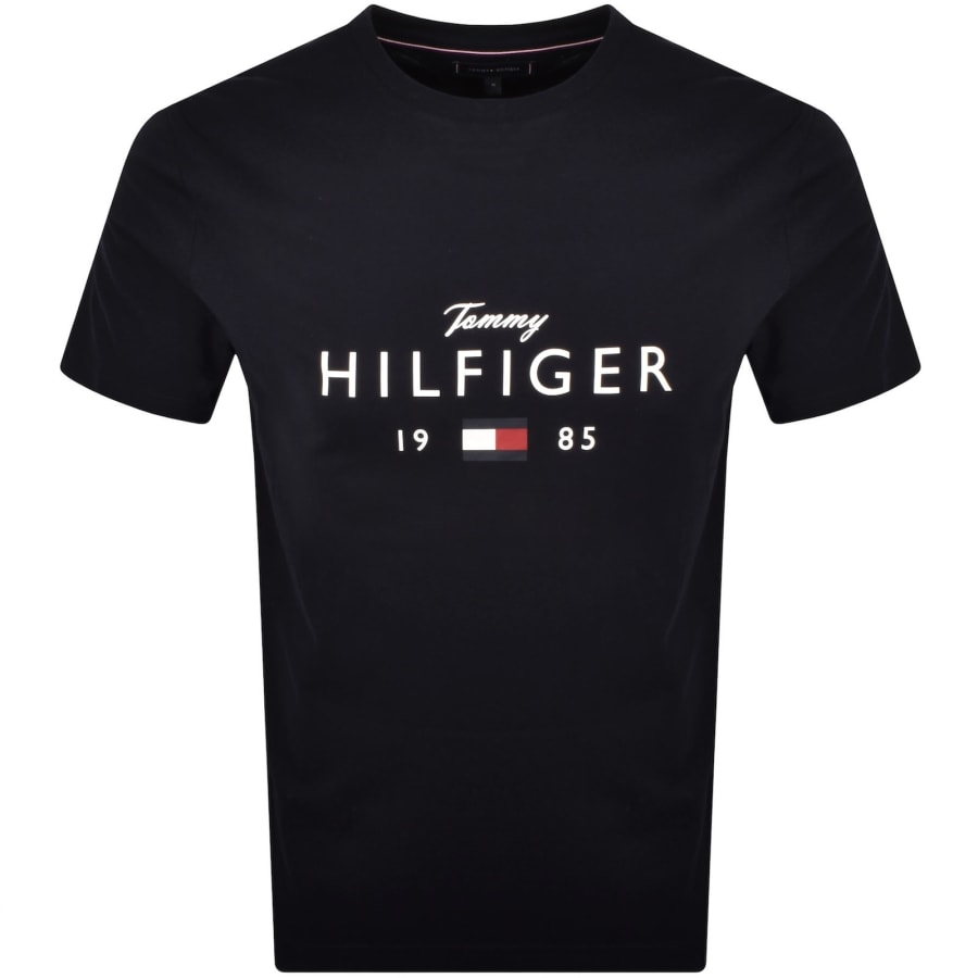 Image number 1 for Tommy Hilfiger Logo Brand Love T Shirt Navy