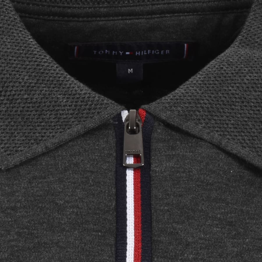 Image number 4 for Tommy Hilfiger Interlock Zip Polo T Shirt Grey